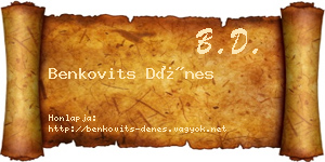 Benkovits Dénes névjegykártya